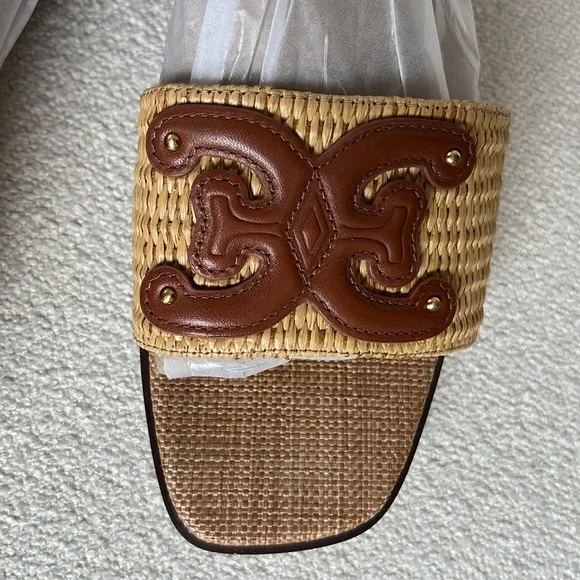 Sam Edelman Ilsie Ankle Strap Sandal Straw Cognac Size 10 - Picture 9 of 14